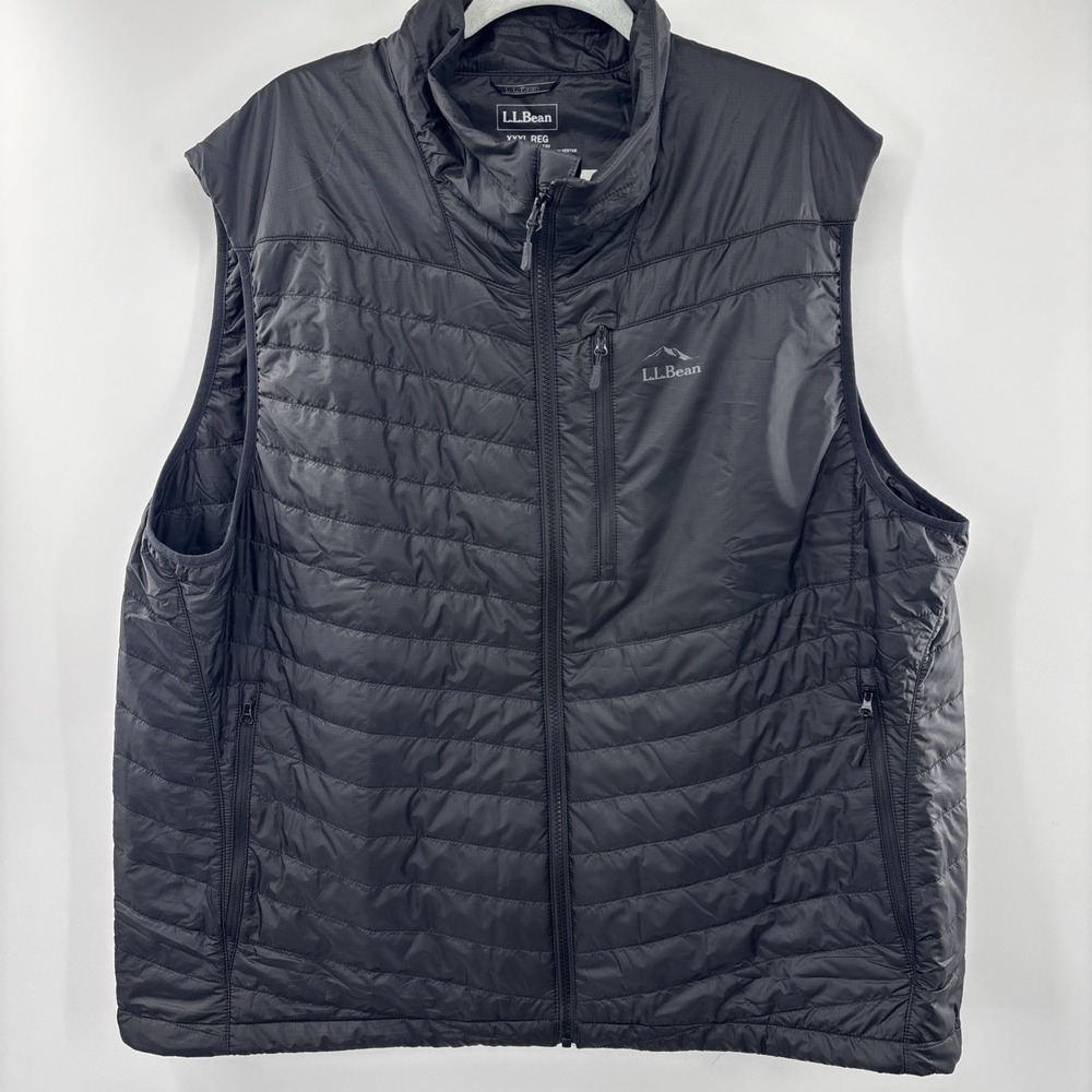 L.L. Bean PrimaLoft Packaway Vest Mens 3XL Black Puffer Full Zip Outdoor